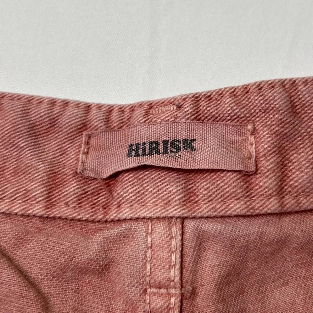 HiRisk Womens High Rise Pleated Wide Leg Cargo Pants Size M/10 Mauve Pink
